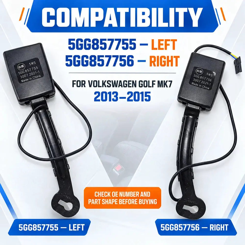 Front Seat Belt Buckle Receiver With Warning Contact For VW Golf MK7 by InterCyprus Trading Ltd