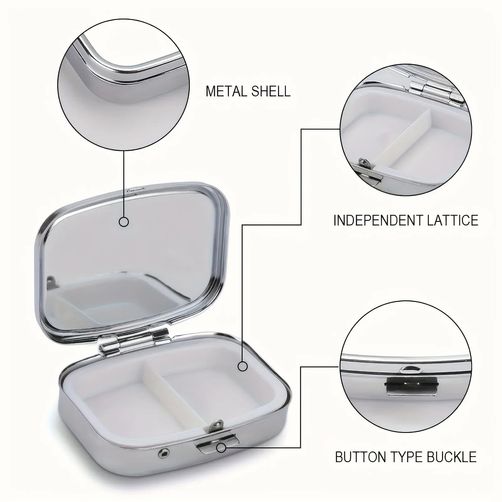 Compact Colored Metal Travel Pill Case and Jewelry Organizer
