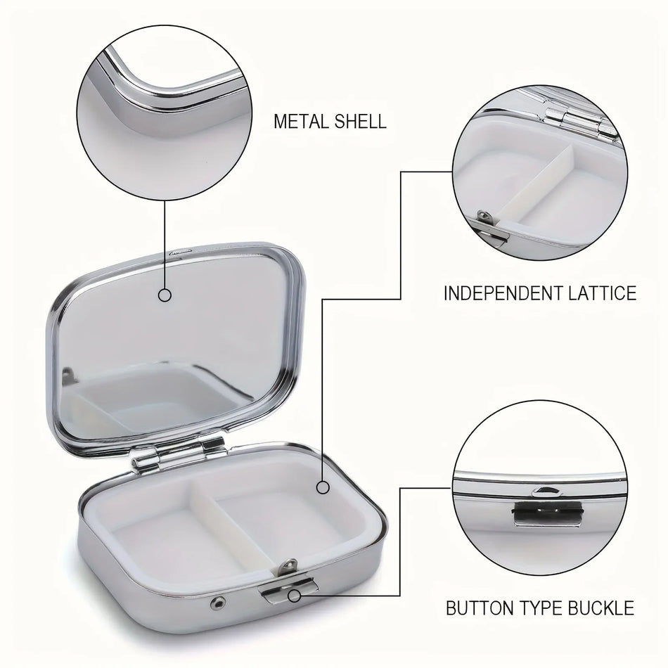 Compact Colored Metal Travel Pill Case and Jewelry Organizer