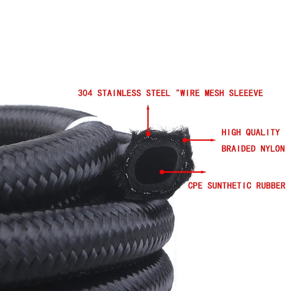 Tuyau de carburant tressé en nylon et acier inoxydable AN6 pour ligne de refroidisseur d'huile 1M-6M