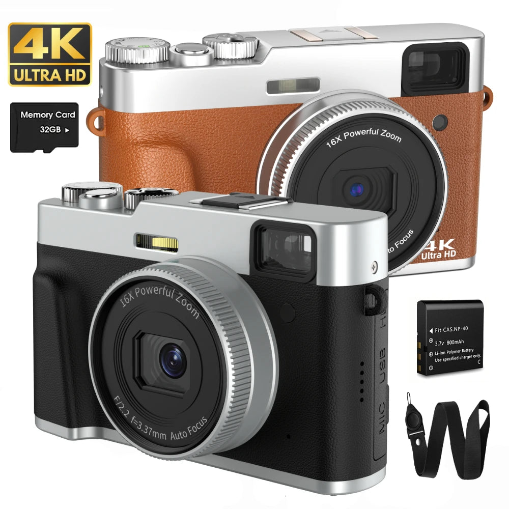 4K Digital Camera Auto Focus 48MP &ndash; Anti-Shake Vlogging Camera with Viewfinder and Flash