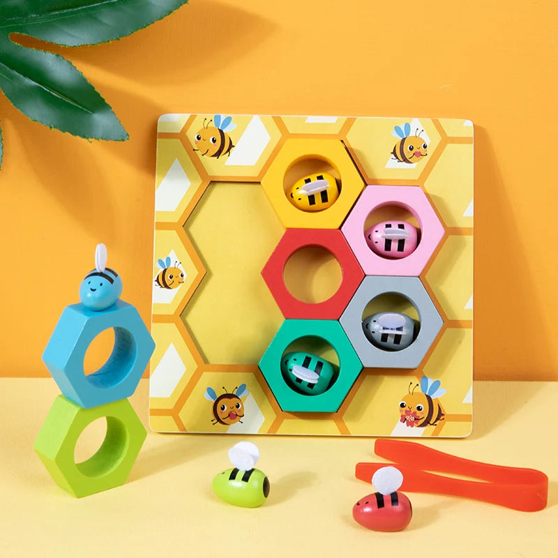 Wooden Bee Game &ndash; Montessori Fine Motor Skills Toy Pro
