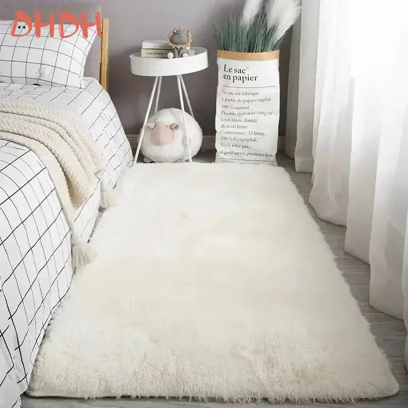 Tapis de zone en peluche douce, 100 % polyester, tapis antidérapant pour chambre à coucher