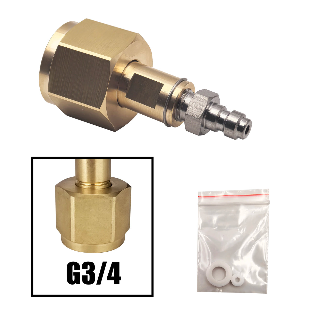 CO2 Tank CGA320 Fitting 8mm Quick Disconnect - Solid Copper G3-4 Male