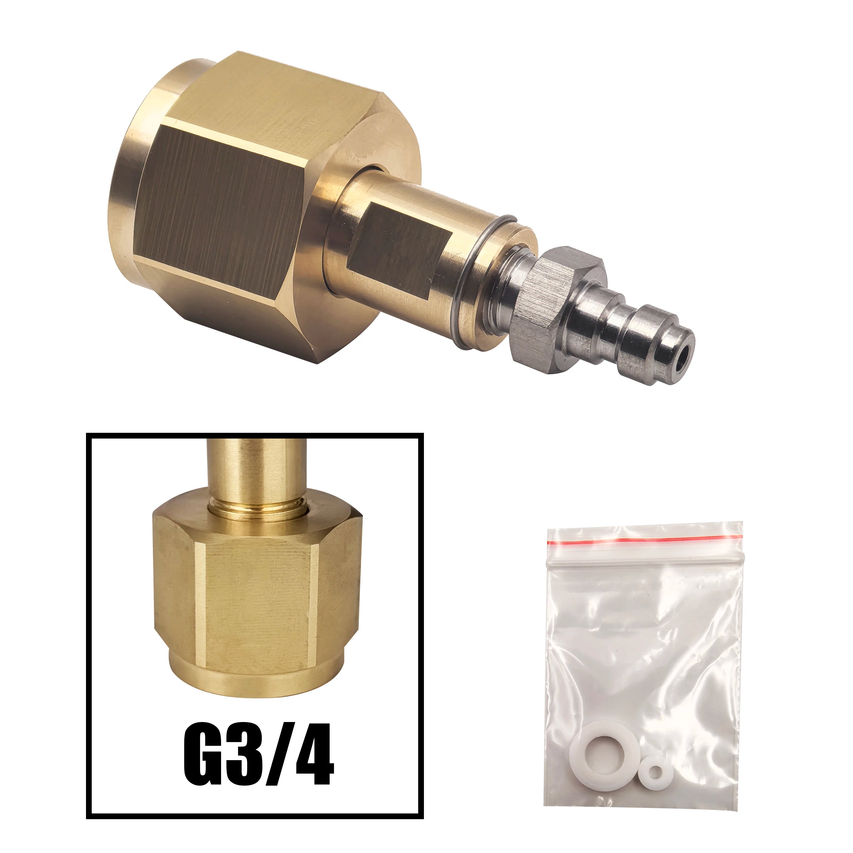 CO2 Tank CGA320 Fitting 8mm Quick Disconnect - Solid Copper G3-4 Male