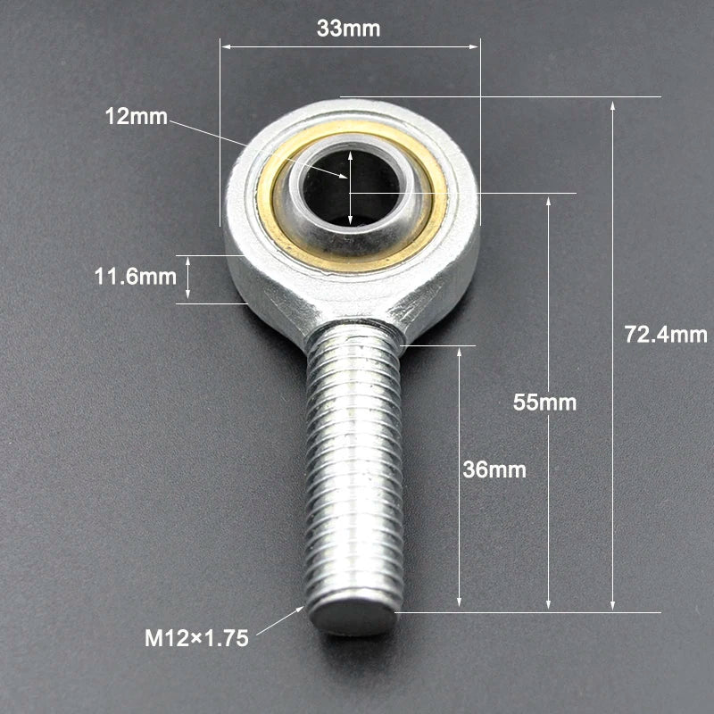Rod End Bearing 5mm 6mm 8mm 10mm - Self Lubricating Joint Male 12mm / CHINA / Left Thread