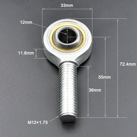Rod End Bearing 5mm 6mm 8mm 10mm - Self Lubricating Joint Male 12mm / CHINA / Left Thread
