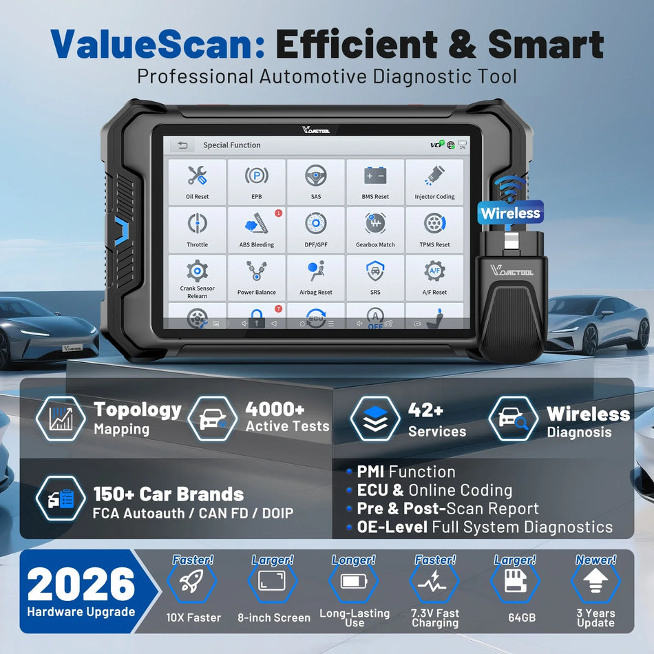 Scanner OBD2 Bidirecțional VD80BT cu Hartă de Topologie, Codare Cheie și ECU
