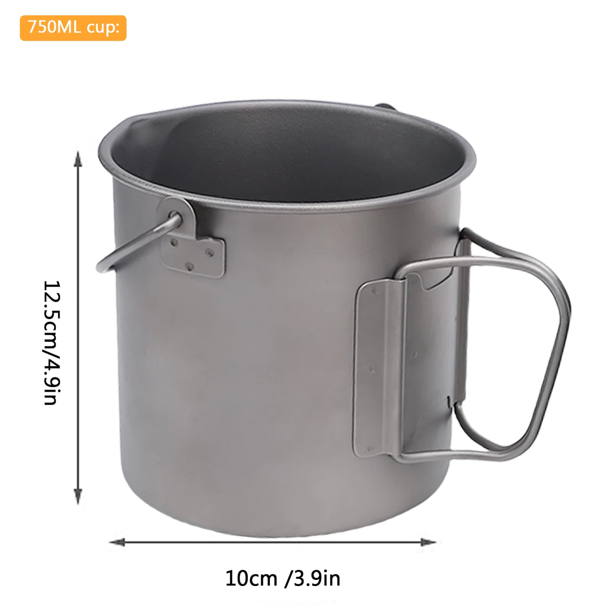 Ti Coffee Mug Camping Cup &ndash; Folding Handle and Net Bag