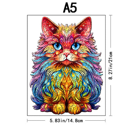 Wooden Jigsaw Puzzle - Colored Cat &amp; Peacock Design - Creative Intelligence Toy for Adults and Kids 14+ ZH174-A5