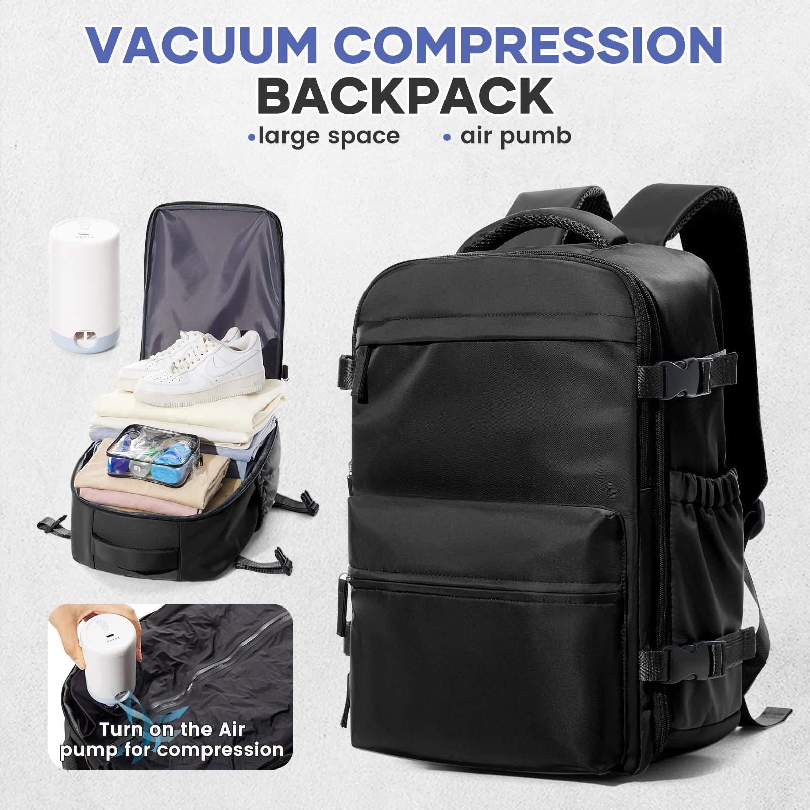 Vacuum Backpack Travel Bag &ndash; Large Capacity Expandable