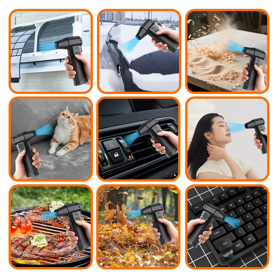 Cordless Portable Air Blower and Vacuum, 400000rpm Turbo Fan for Garden, Car