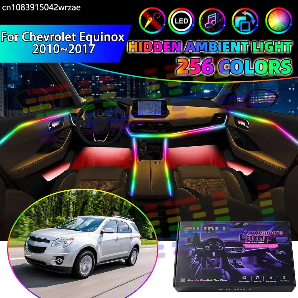 For Chevrolet Equinox 2010~2017 2011 2012 RGB Car Interior Ambient Lights Strips Breathing Lighting Kit App Control LED strips by InterCyprus Trading Ltd