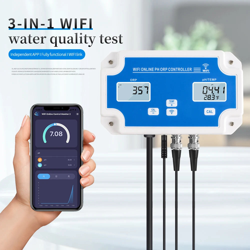 3 In1 WiFi PH ORP Temp Meter Water Tester - App Control