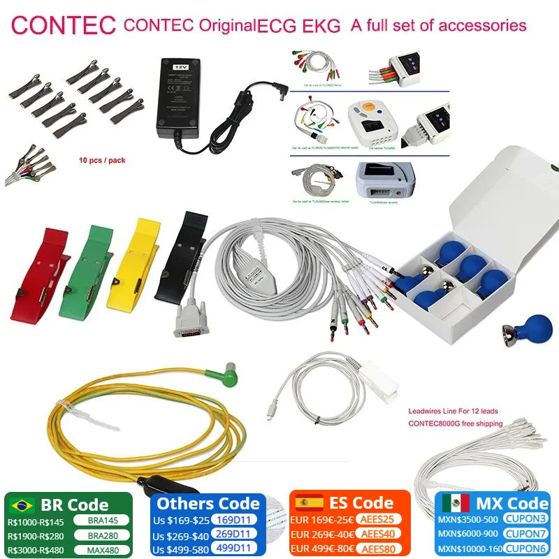 Kit de cabluri ECG Holter Contec cu electrozi pentru membre și piept