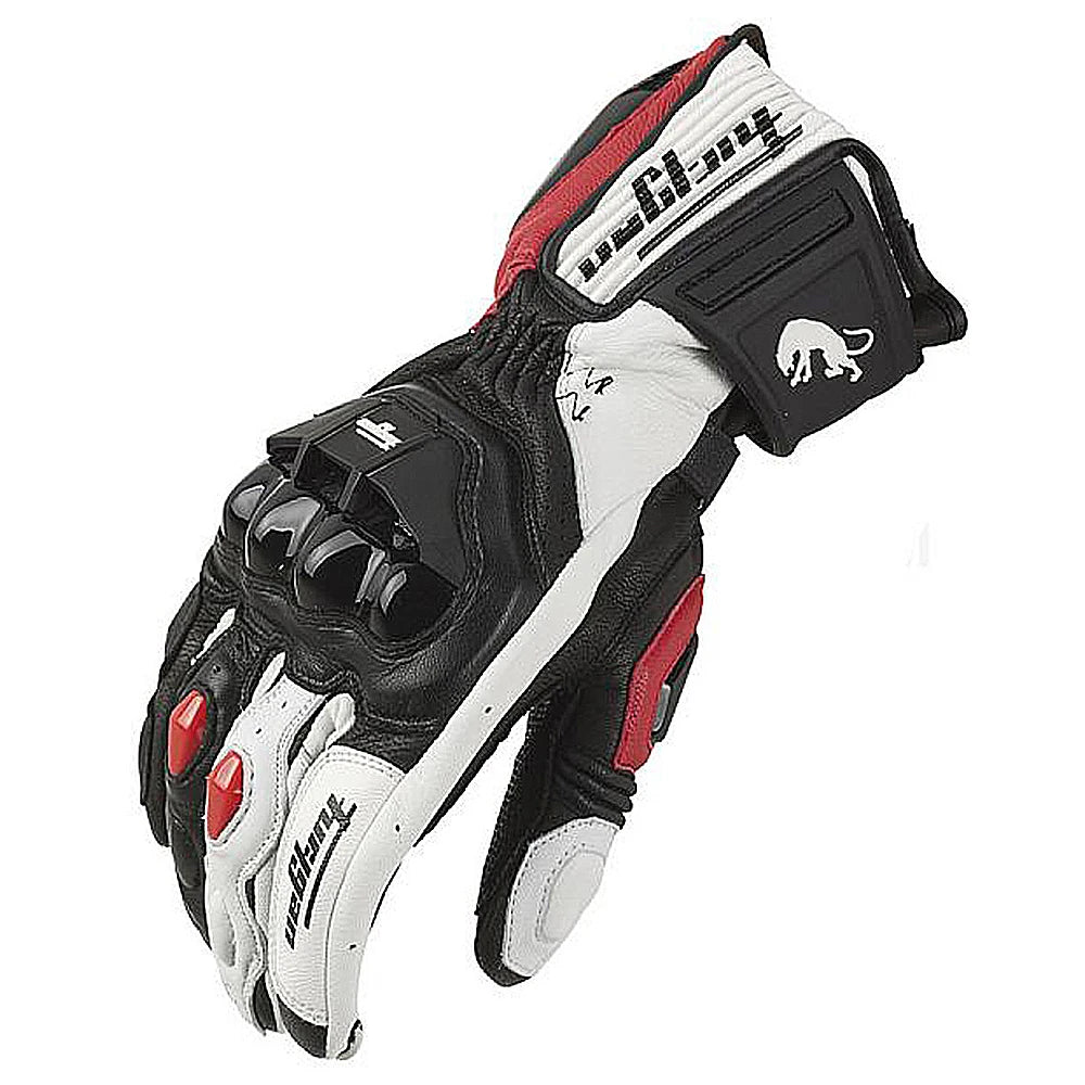 GISAEV Black Racing Leather Motorcycle Gloves - Summer &amp; Winter Wear