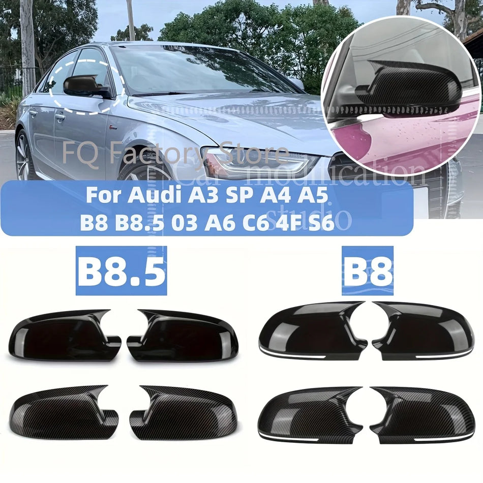 Pair Side Wing Mirror Covers ABS For Audi A3 8P A4 A5 B8 B8.5 Q3 A6 C6 4F S6