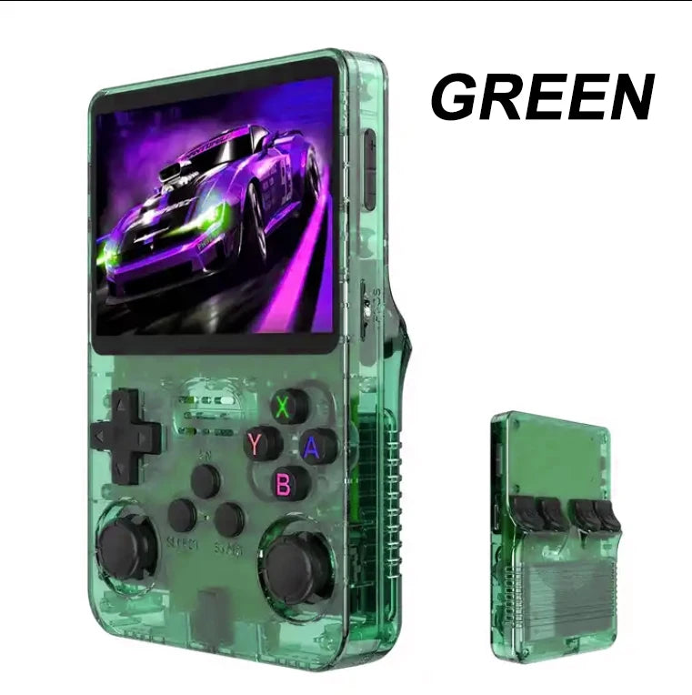 R36S Retro Handheld Video Game Console - 3.5" IPS Screen, 64GB, Arkos System green / 64G