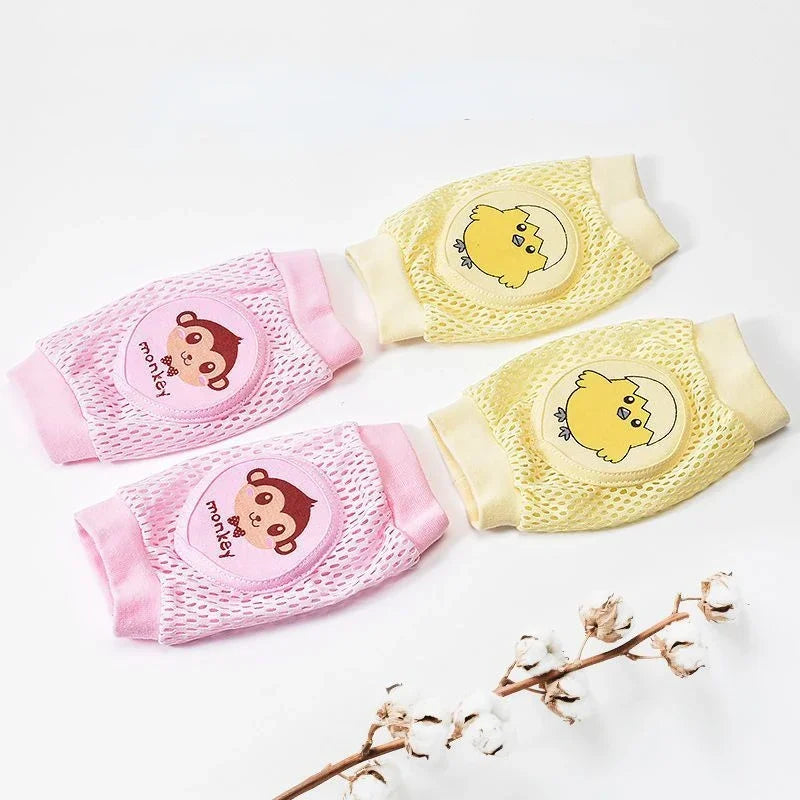 2 Pack Baby Knee Pads &ndash; Breathable Mesh Summer Protection Pink and Yellow
