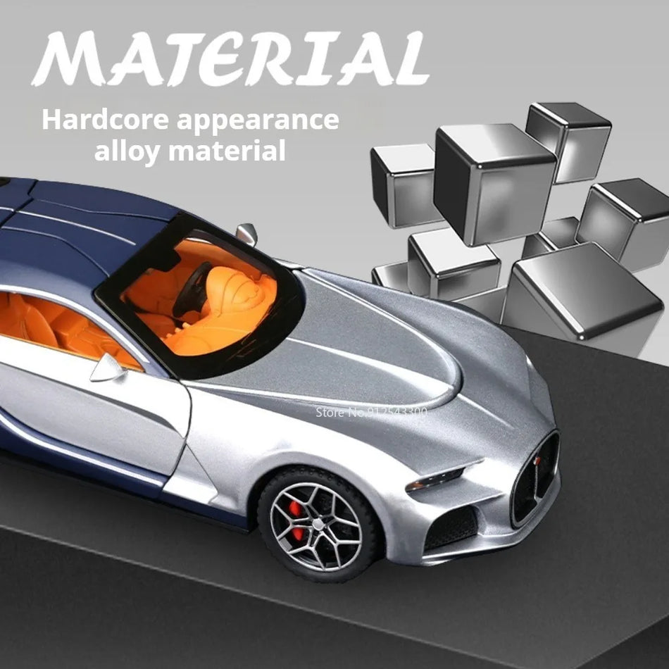 Model de mașină din aliaj turnat, jucărie cu sunete, lumini și acțiune de retragere, supercar.