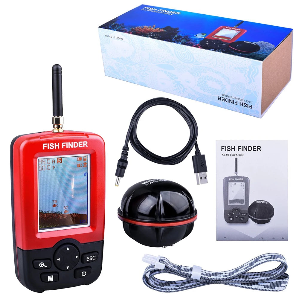 Portable Sonar Fish Finder - 100M Wireless Echo Sounder for Lake &amp; Sea