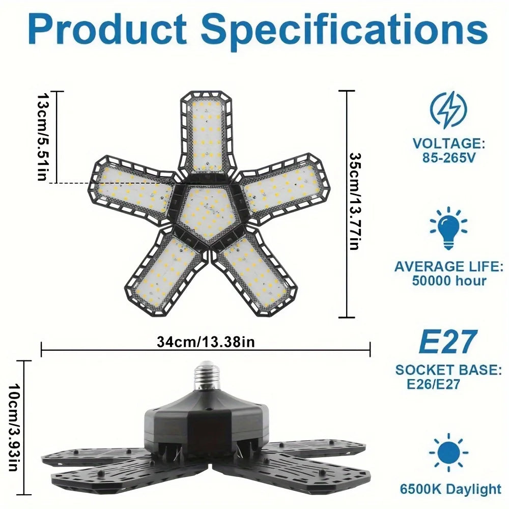 LED Garage Light 5 8 10 Adjustable E27 E26 &ndash; Ultra Bright 5  Panels