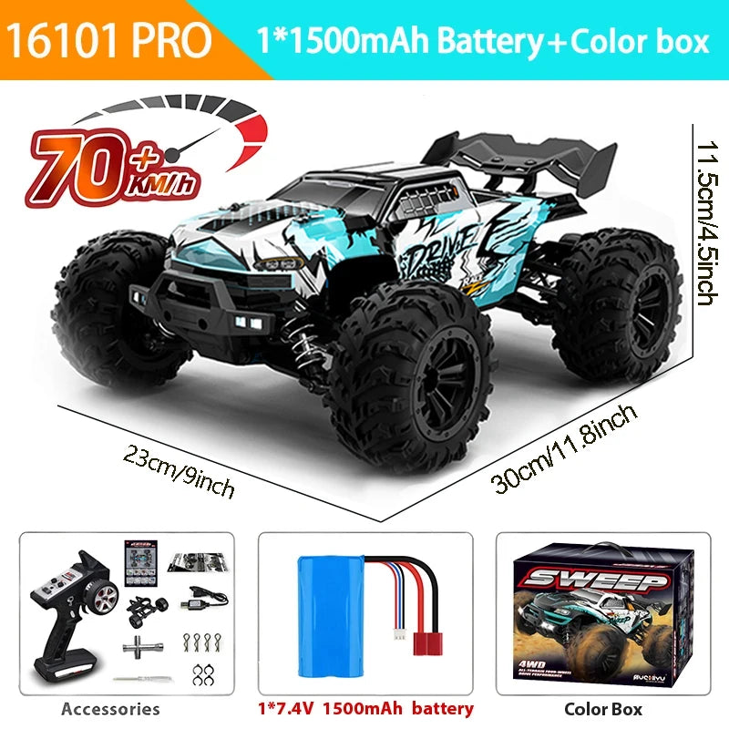 4WD RC Car 1:16 High Speed Off Road Truck &ndash; Ultra Brushless 16102Pro Blue