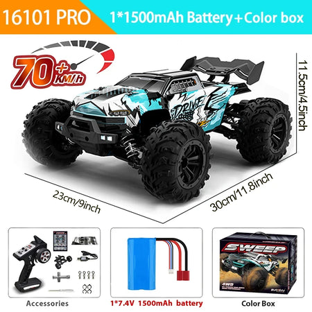 4WD RC Car 1:16 High Speed Off Road Truck &ndash; Ultra Brushless 16102Pro Blue