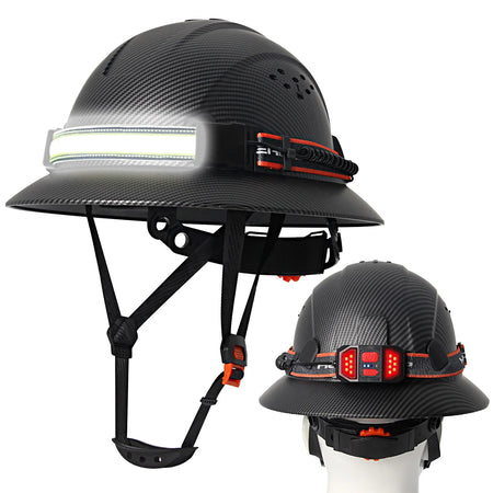 CE Full Brim Safety Helmet LED Lighting &ndash; Anti Collision Carbon Fiber C