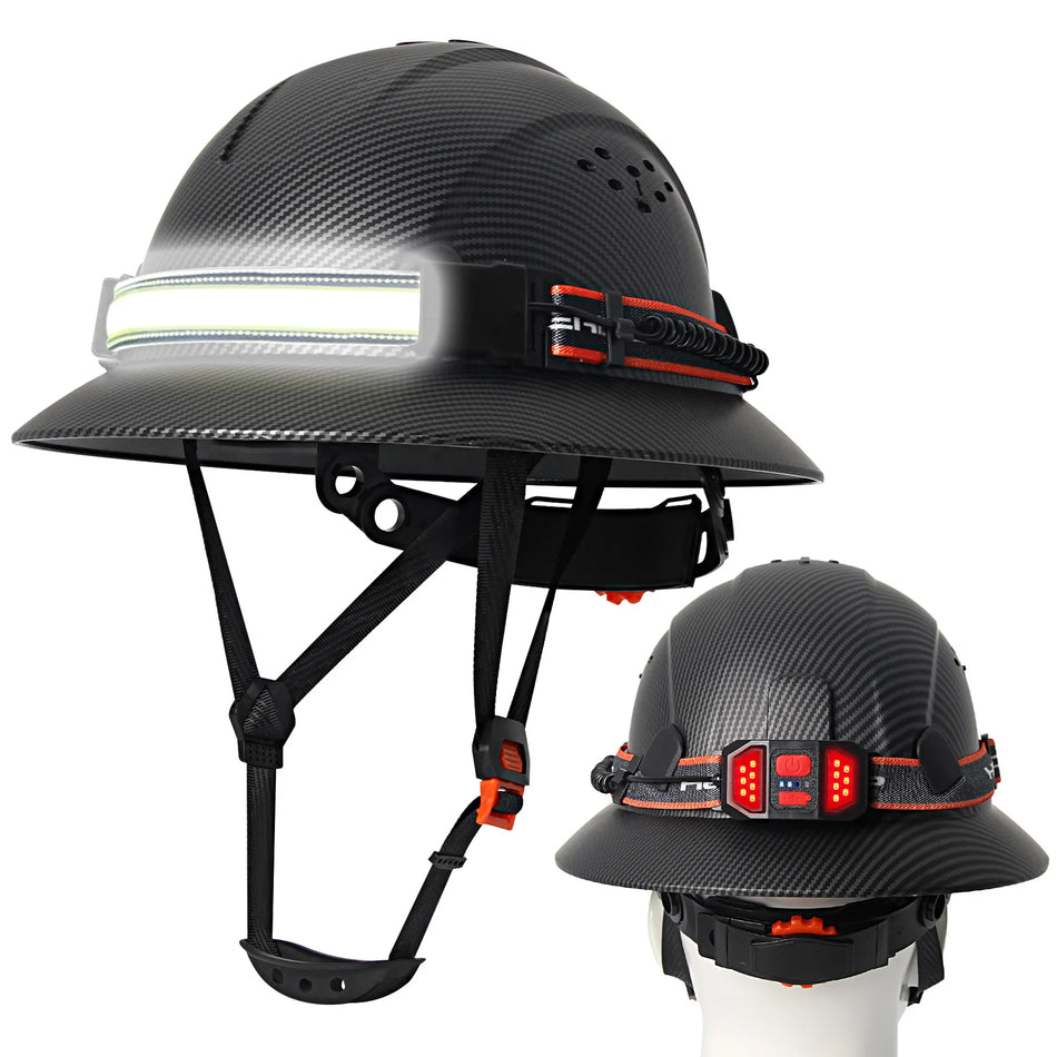 CE Full Brim Safety Helmet LED Lighting &ndash; Anti Collision Carbon Fiber C