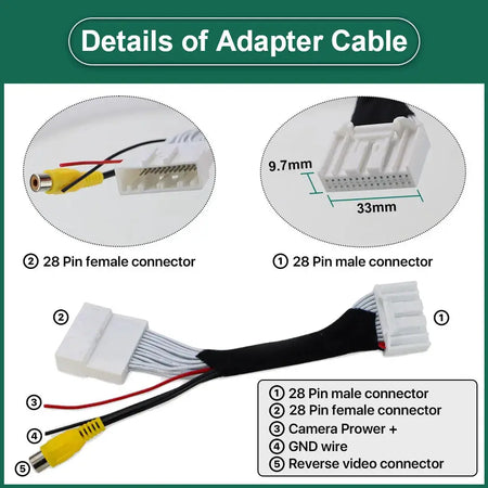 For Mazda MX5 ND Roadster 2015-2023 Factory OEM Unit GreenYi HD Car Rear View Reversing Parking Camera Backup Plug&Play Cable by InterCyprus Trading Ltd