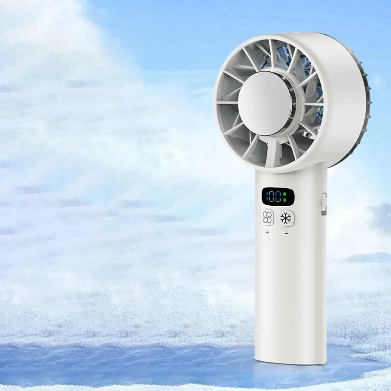Refrigeration Handheld Ice Fan &ndash; LED Digital Display WHITE