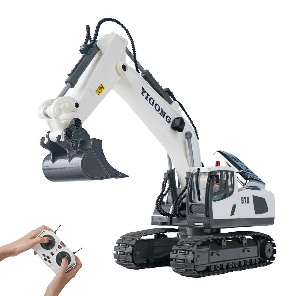 RC Excavator 1/20 Alloy &ndash; Lighted Remote Vehicle Toy 1044 white