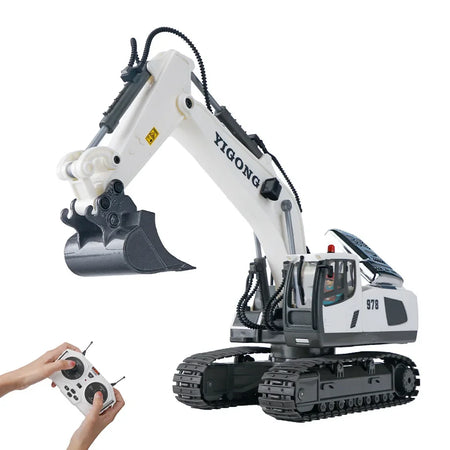 RC Excavator 1/20 Alloy &ndash; Lighted Remote Vehicle Toy 1044 white