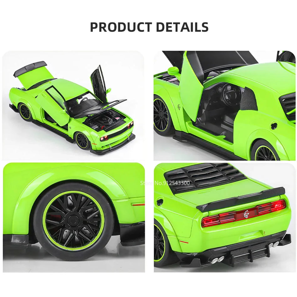 Zlitinski diecast policijski avto igrača 1:32 Challenger SRT Hellcat z vrati na povlečenje