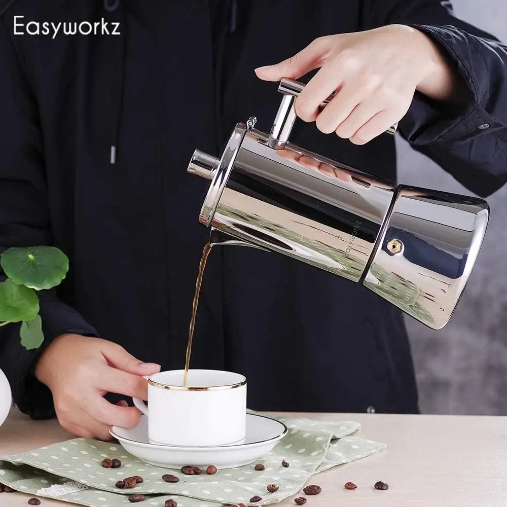 Easyworkz Diego Stainless Steel Moka Pot Espresso Maker 4-Cup