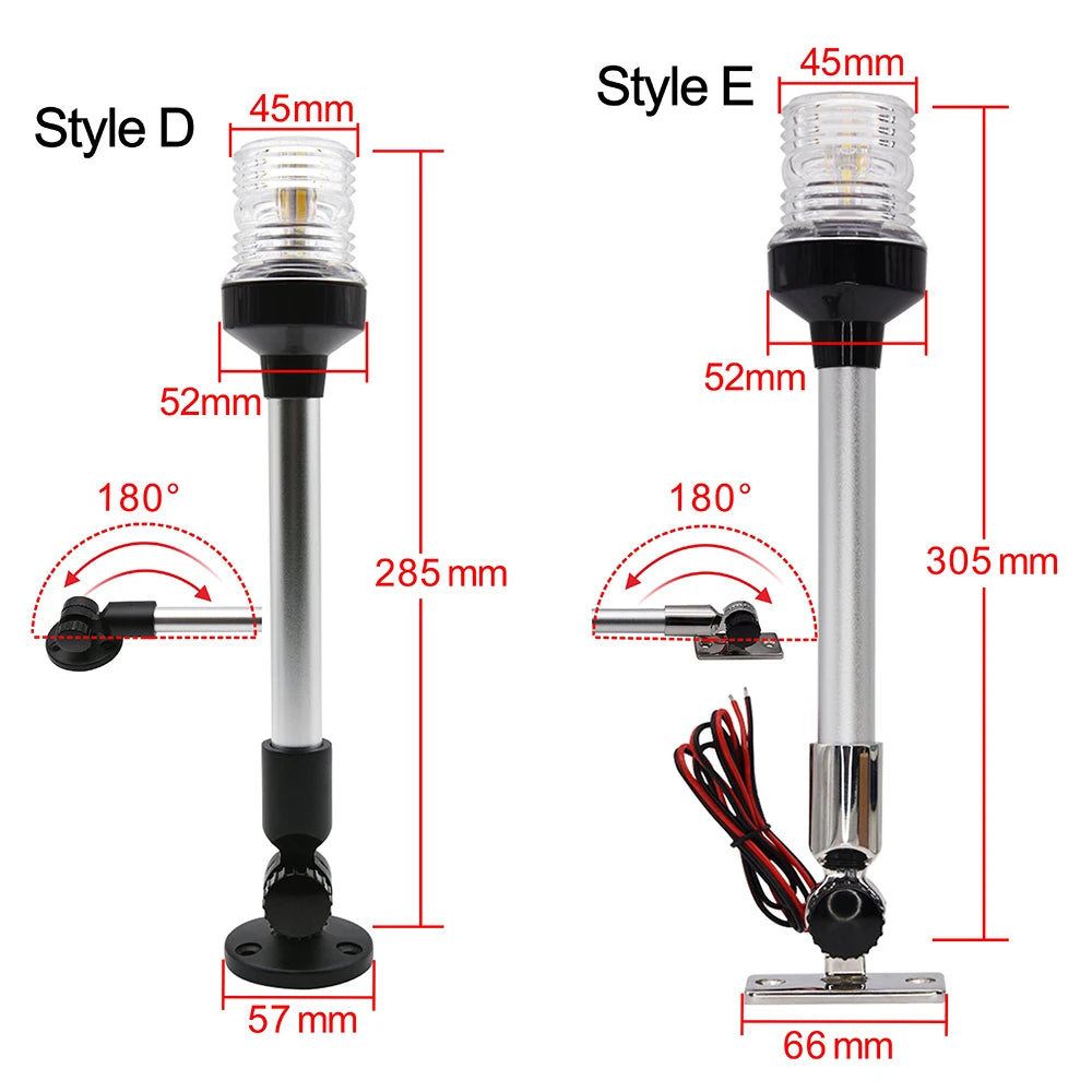 Fold Down Anchor Light for Yachts - Stainless Steel LED Navigation Lamp