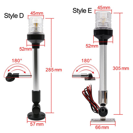 Fold Down Anchor Light for Yachts - Stainless Steel LED Navigation Lamp