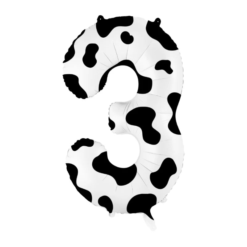 40-Inch Cow Print Number Balloon for Kids' Birthday and Party Decor 20240223A01-3 / Other