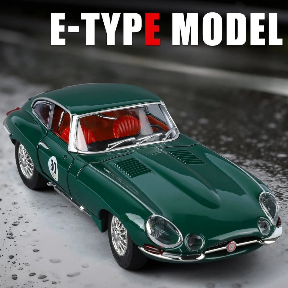 Model de mașină vintage Diecast 1:24 E-Type 300SL cu ușile deschise, lumină și sunet