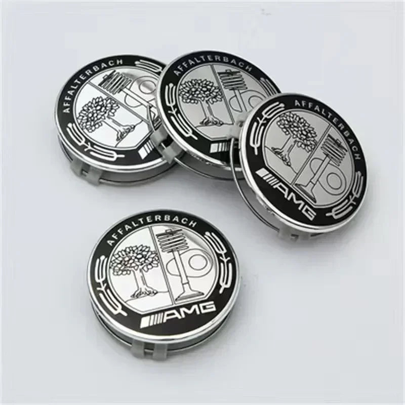 4PCS 75MM Car Hub Center Cover &ndash; Premium Mercedes Benz Emblem Design Apple Tree Silver