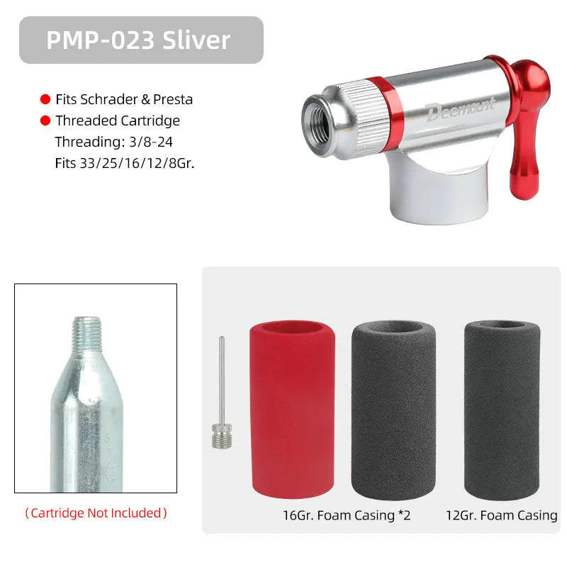 Bicycle CO2 Nozzle &ndash; Quick Inflation for Schrader and Presta Valves PMP023 Silver T1Z / CHINA