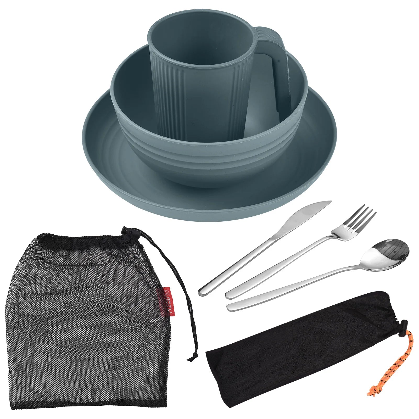 Camping Utensils Set 2 Wheat Straw Mess Kit &ndash; Lightweight 1set 3