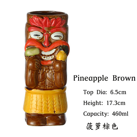 Hawaii Tiki Mug Ceramic - Eco Friendly Cocktail Cup Pineapple 460ml / 280ml-600ml