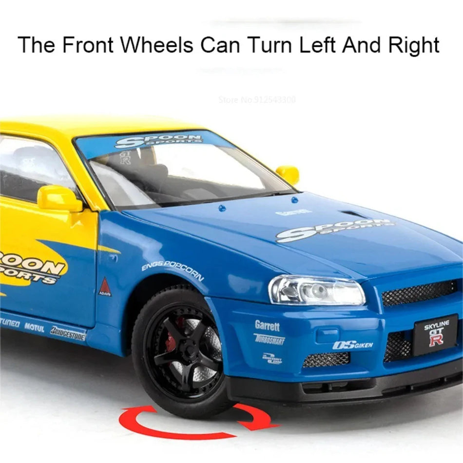 Model de mașină diecast la scară 1:24, caroserie din aliaj, pentru RMZ City GTR