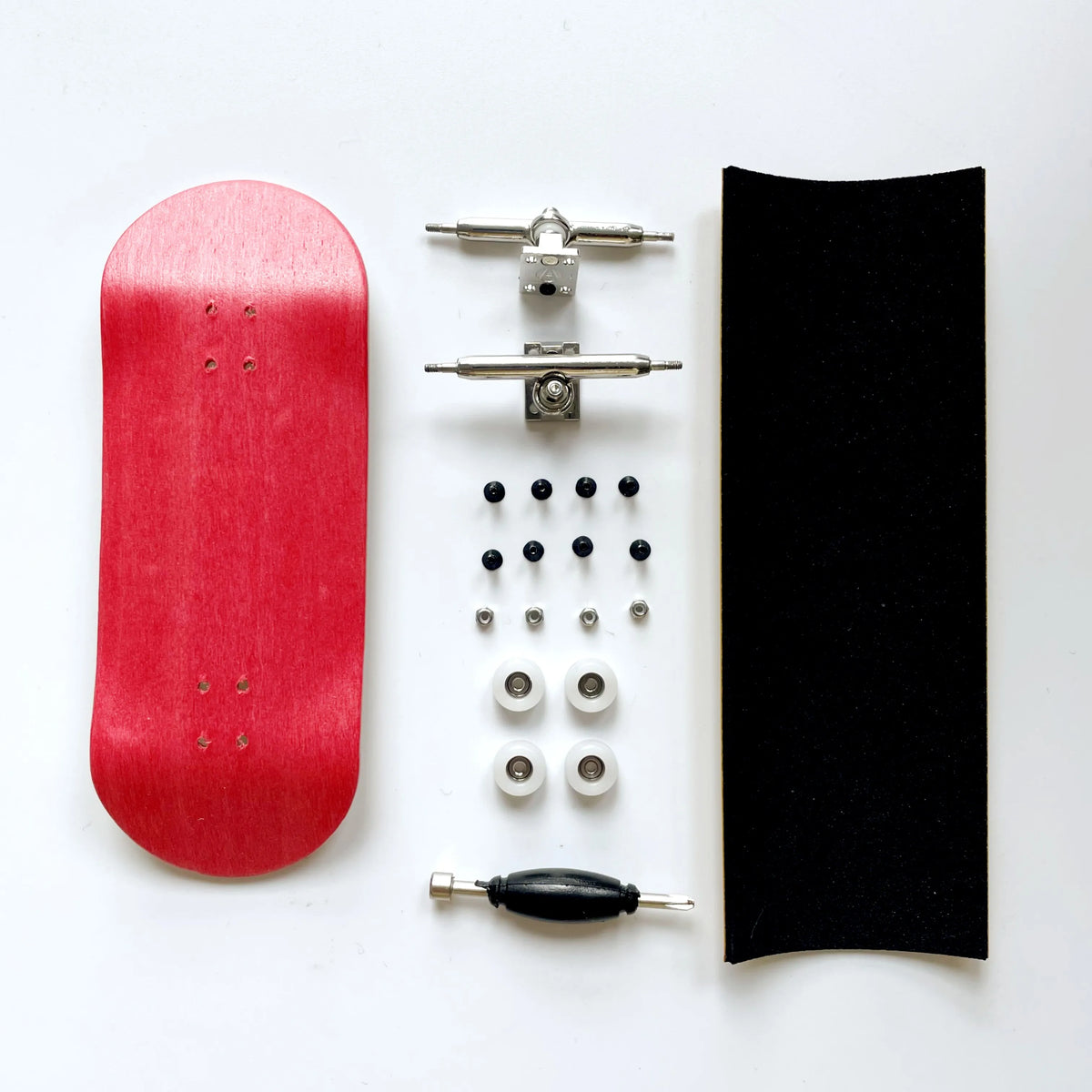 36mm Fingerboard Set &ndash; Handmade Wooden Deck with CNC Wheels Red