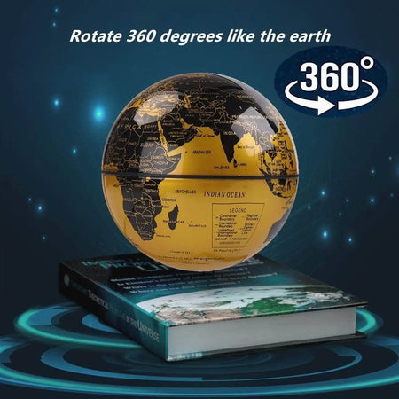 Levitating Globe with Book-Shaped Base &ndash; 360&deg; Rotating Magnetic Floating World Globe for Home Decor &amp; Educational Gift