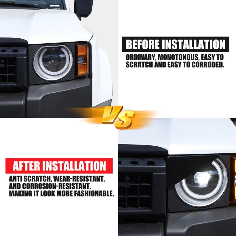 Aluminum Alloy Black Round Headlight Trim For Toyota LC250