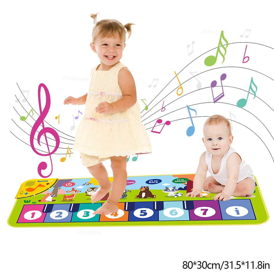 Kids Piano Mat 80x30cm Floor Keyboard Dance Mat, Plastic Musical Toy For Toddlers 3-6