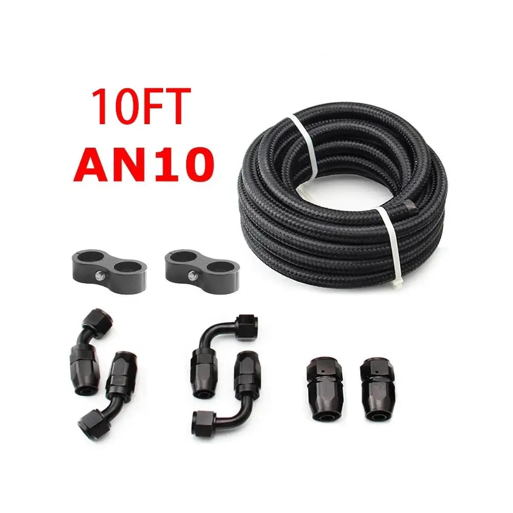 3M AN6/AN8/AN10 CPE Oil Fuel Fittings Hose End 0+45+90+180 Degree Oil Adaptor Kit AN6 Braided Oil Fuel Hose Line With Clamps by InterCyprus Trading Ltd